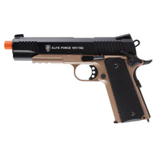 Load image into Gallery viewer, ELITE FORCE 1911 TAC - BLACK/DARK EARTH BROWN or Stainless airsoft pistols