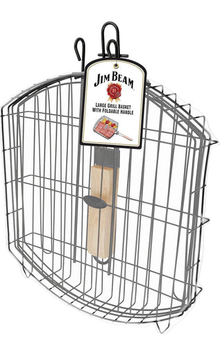 Jim Beam Large Grill Basket With Foldable Handle