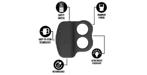 Stun Gun Knuckle IDO2 with Flashlight | 110 Lumen w/ Rubberized Grip