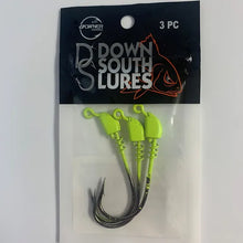 Load image into Gallery viewer, 1/8 th  Chartreuse Jig Heads by Down South Lures