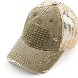 Classic Back Distressed  Ponycap With or Without flag