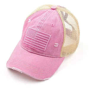 Classic Back Distressed  Ponycap With or Without flag