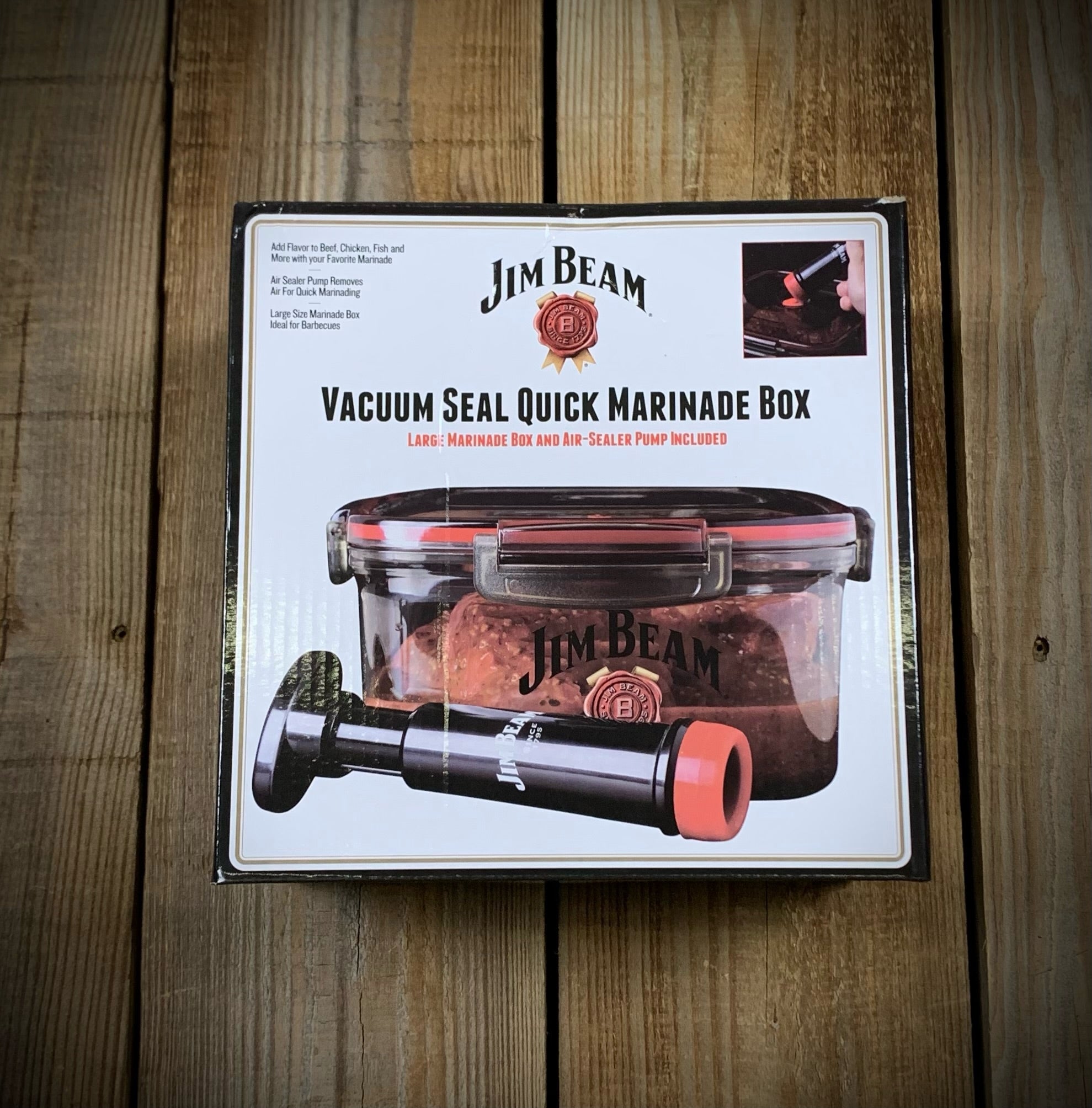  Jim Beam Vacuum Seal Marinade Box, Air Sealed Pump, Removes air  from the Marinade Box, Speedy Marination Process, Barbecue and Grilling  Marinator, Perfect Marination of Beef, Chicken and Fish : Home